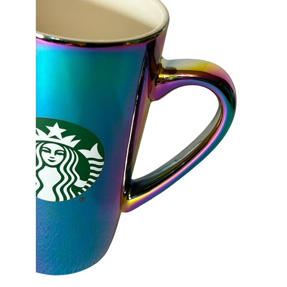 Starbucks 2022 Holiday Coffee Mug 16oz Rainbow Holographic Iridescent- Mermaid - Picture 2 of 7